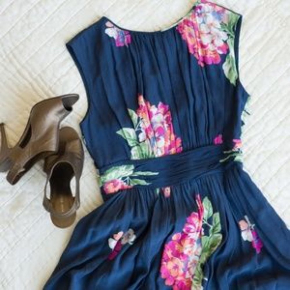 Boden Blue Floral Selina Dress 12R New - Picture 2 of 7